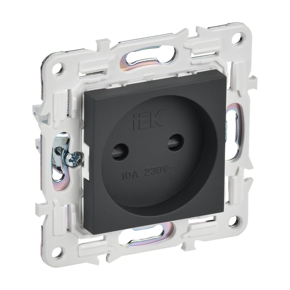 Изображение товара Силовая розетка IEK SKANDY SK-R01G без заземляющего контакта 10 А графит