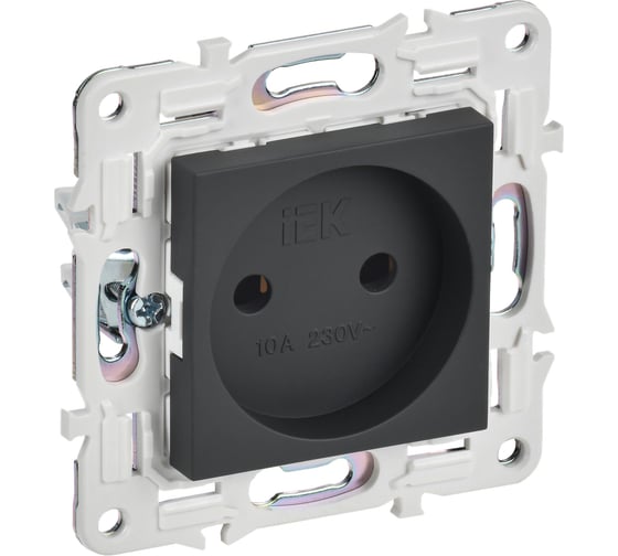 Изображение товара Розетка IEK SKANDY SK-R02G без заземляющего контакта, без шторок, 10А, графит SK-R10-10-K53