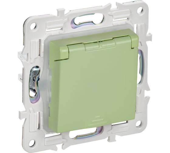 Изображение товара Розетка IEK SKANDY SK-R11M заземляющий контакт, шторки, крышка, 16А, IP44, мятный SK-R16-16-44-K06