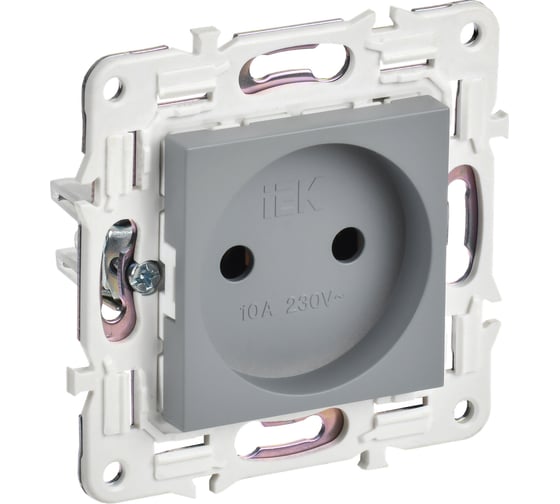 Изображение товара Розетка IEK SKANDY SK-R02Gr без заземляющего контакта, без шторок, 10А, серый SK-R10-10-K03