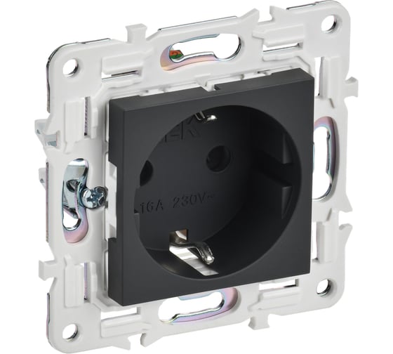 Изображение товара Розетка IEK SKANDY SK-R04G с заземляющим контактом, со шторками, 16А, графит SK-R14-16-K53