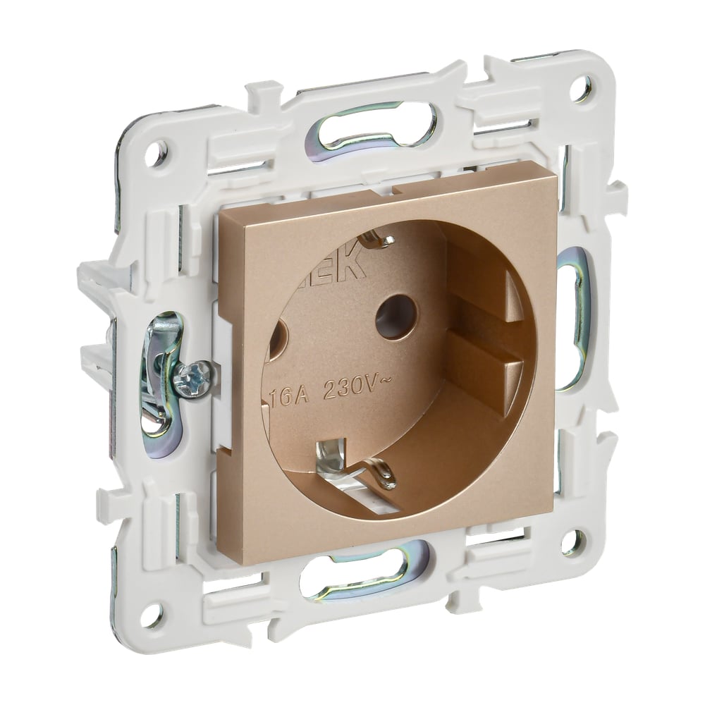 Изображение товара Розетка IEK SKANDY SK-R05Sa с заземлением 16А, песочный цвет, скрытый монтаж