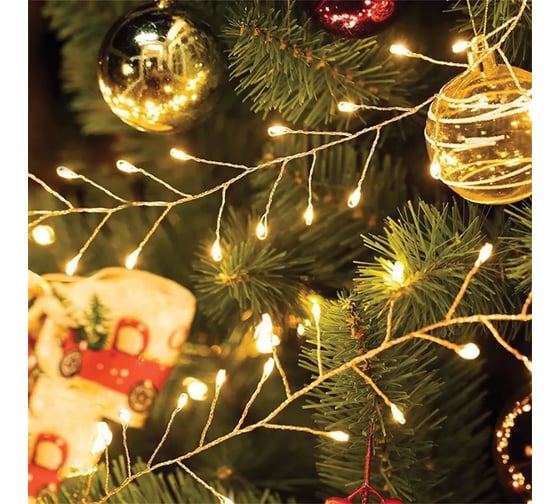 Изображение товара Светодиодная гирлянда FERON Кластер (на проволоке) CL584 линейная 400 LED 12м 2700К, c питанием от сети 230V, прозрачный шнур, 51447