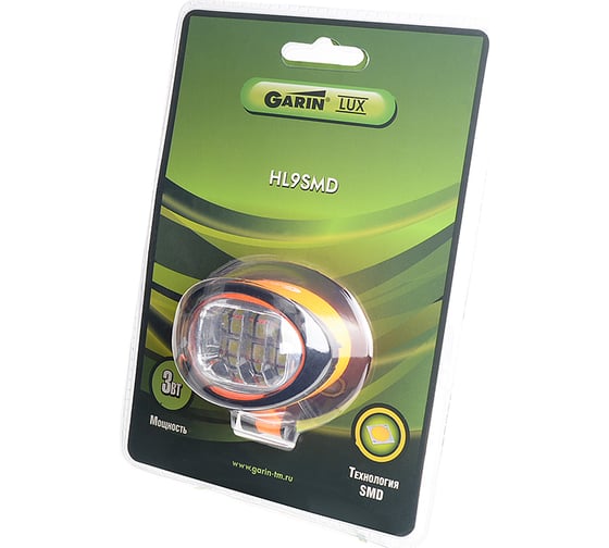 Изображение товара Фонарь garin LUX HL9SMD налобный 3Вт BL1 17342