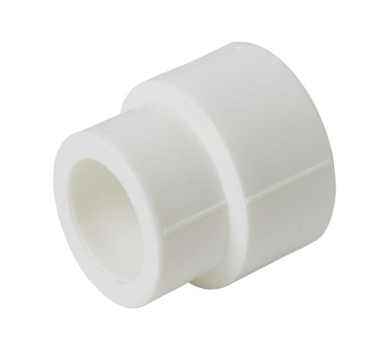Изображение товара Муфта переходная полипропиленовая 50×20 мм внутренняя/внутренняя (PPR фитинг для труб, сварное соединение, белая) Millennium 3M12-rdf-5020000