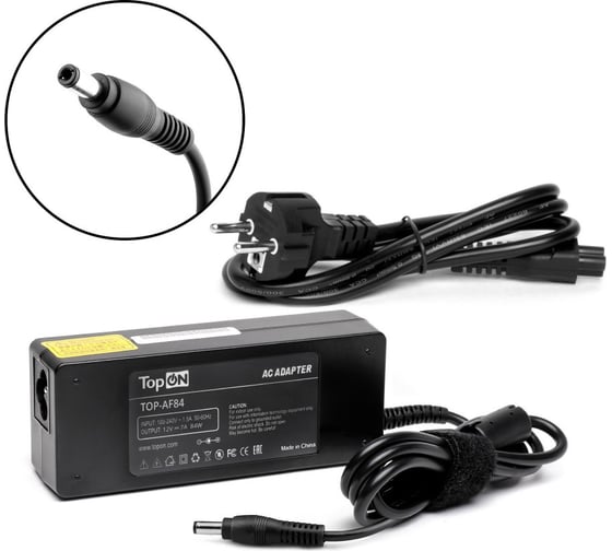 Изображение товара Блок питания TopON для ноутбука 12V 7A (5.5x2.5) 84W TOP-AF84