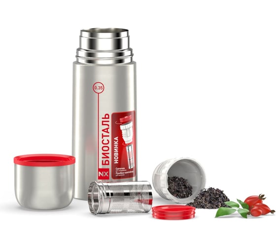 Изображение товара Термос Biostal 0.35 литра, пробка с ситечком, стальной NX-350Z