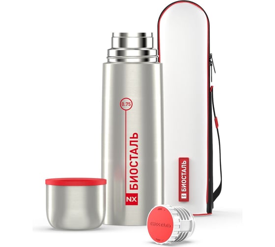 Изображение товара Термос Biostal 0.75 литра, в чехле, стальной NX-750B
