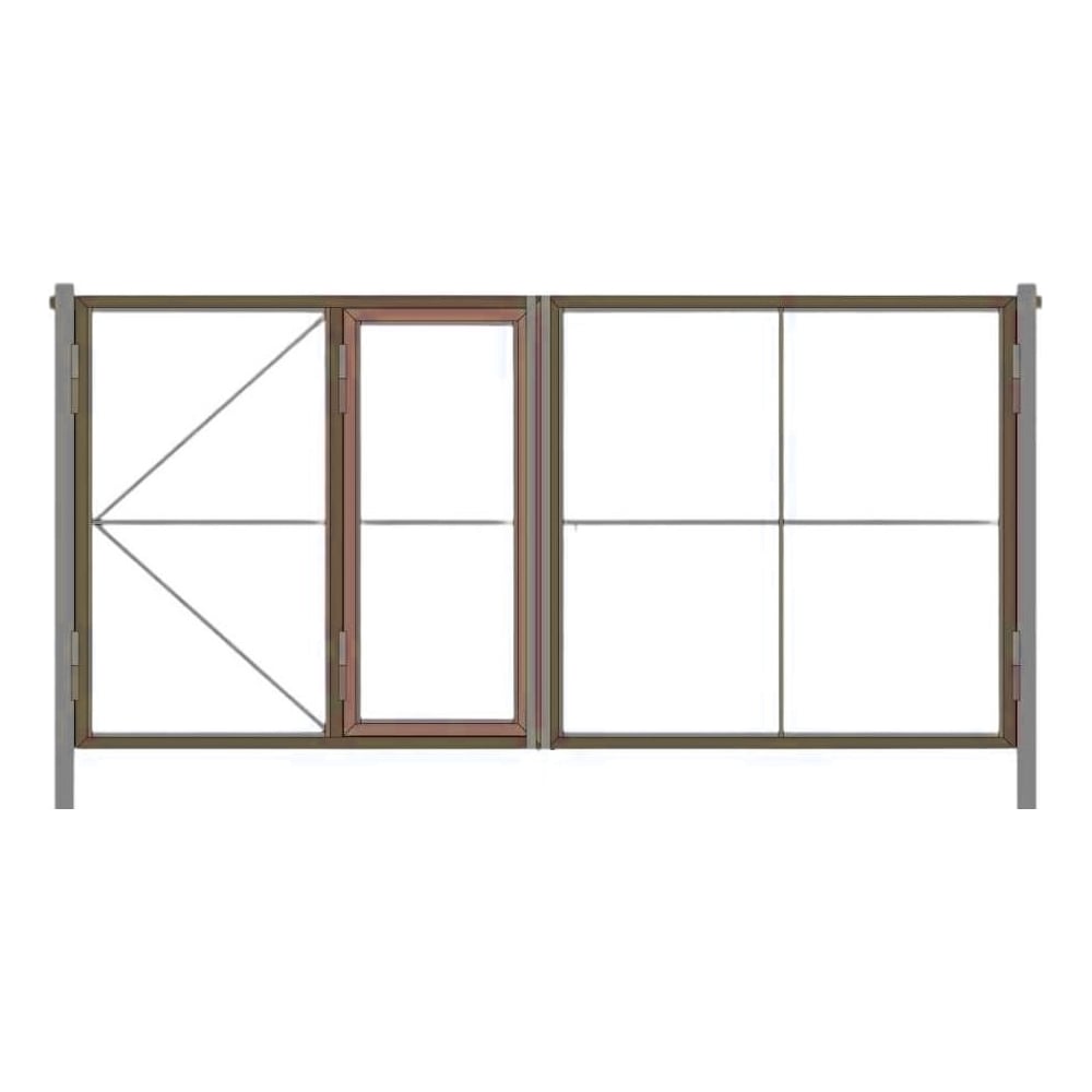 Изображение товара Распашные ворота с калиткой Русская Свая 1850x4000 мм RAL 8017