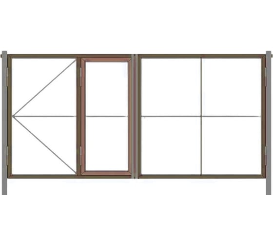 Изображение товара Ворота распашные с калиткой Русская Свая для проема 1850x4000 мм, RAL 8017 VR-kal-4000-8017