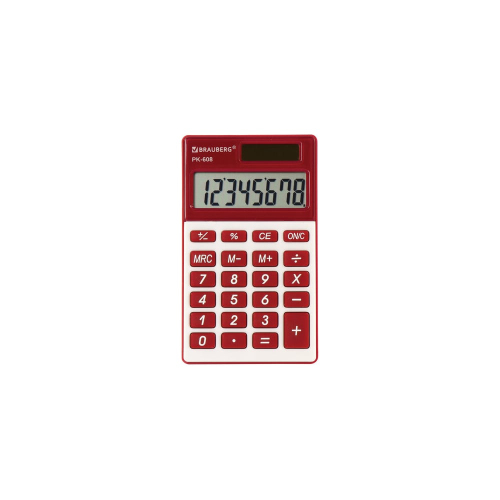 Карманный калькулятор BRAUBERG калькулятор карманный brauberg pk 608 wr бордовый 250521