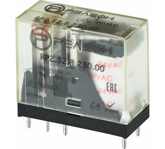 Изображение товара Промежуточное реле РЕЛЕОН 2 перекидных контакта 5А 230В AC RP252823000