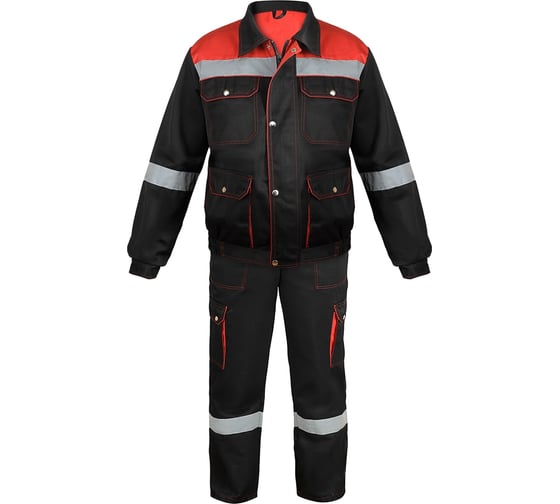 Изображение товара Костюм PROSAFE "ПЕЧОРА" куртка с полукомбинезоном, черный/красный), рост 158-164, размер 44-46 4660272907009