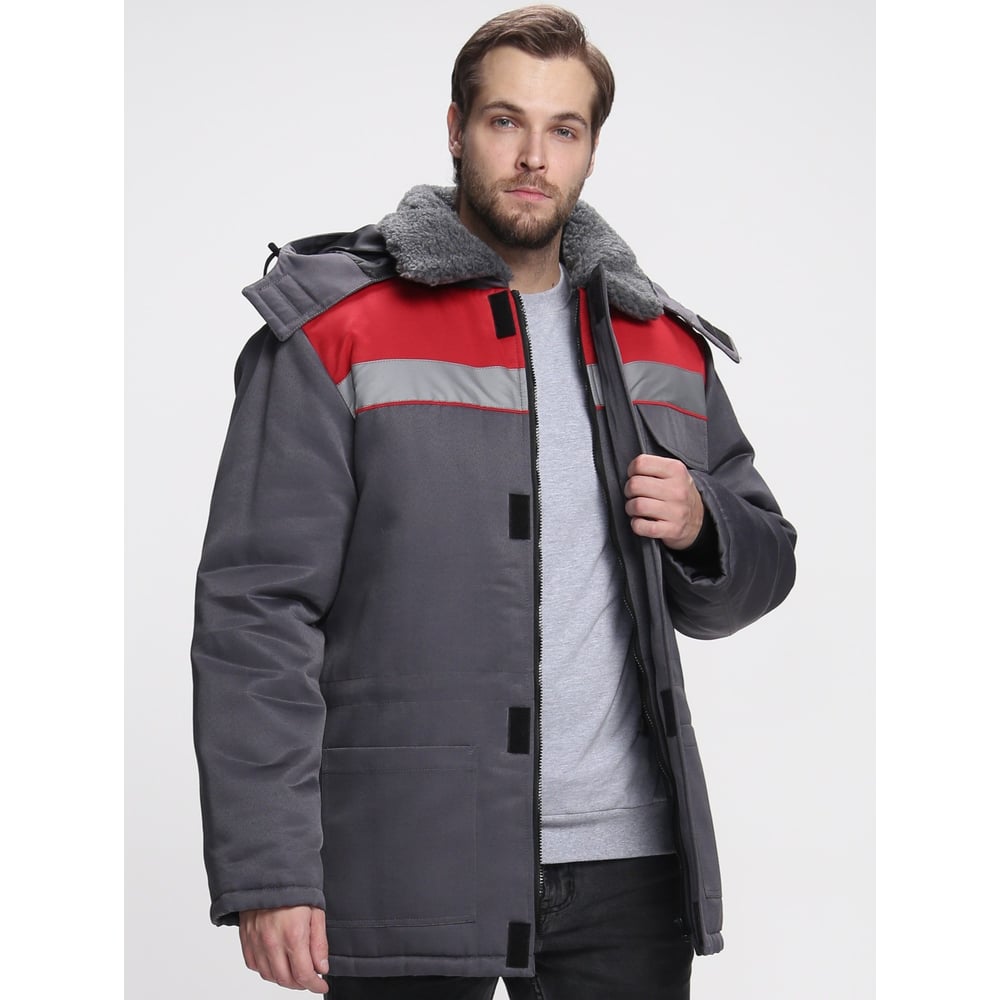 Изображение товара Зимняя куртка ФАКЕЛ Бригада NEW темно-серый/красный