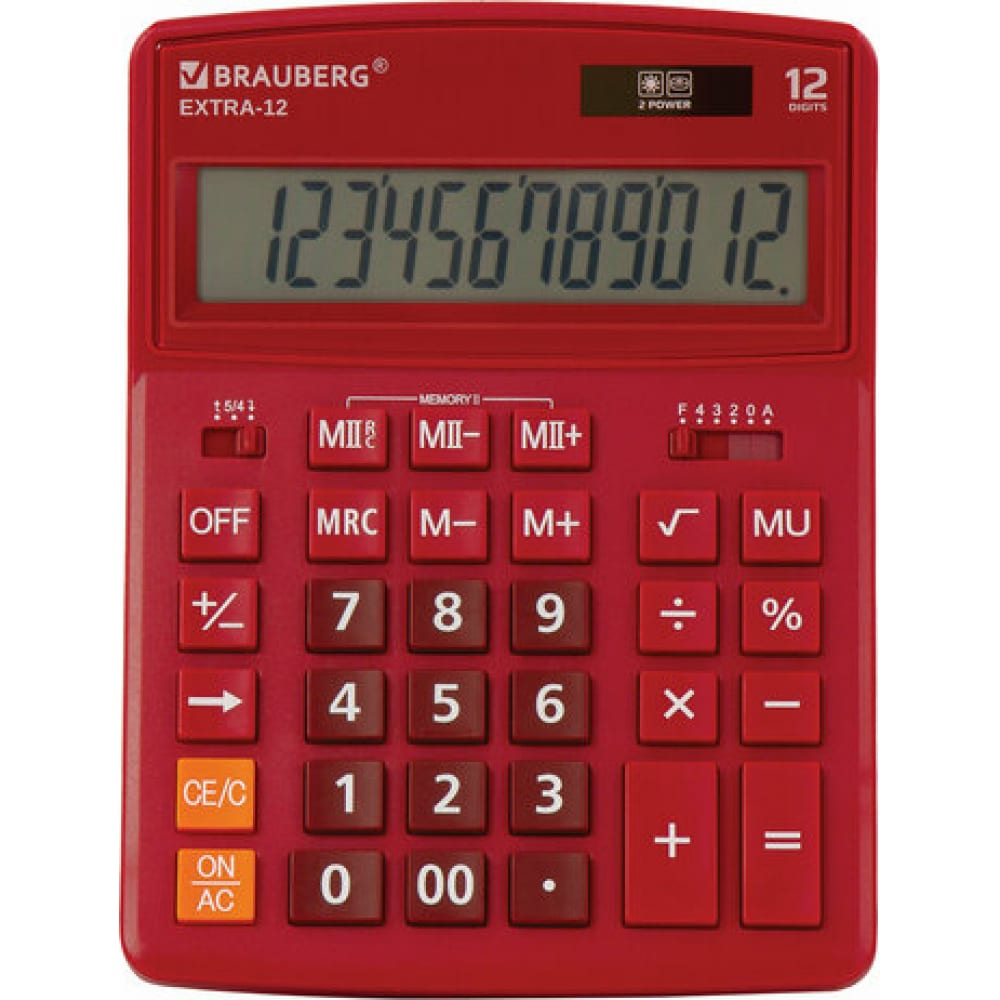 Настольный калькулятор BRAUBERG калькулятор настольный casio gr 12с wr 210х155 мм 12 разрядов двойное питание бордовый gr 12c wr w ep