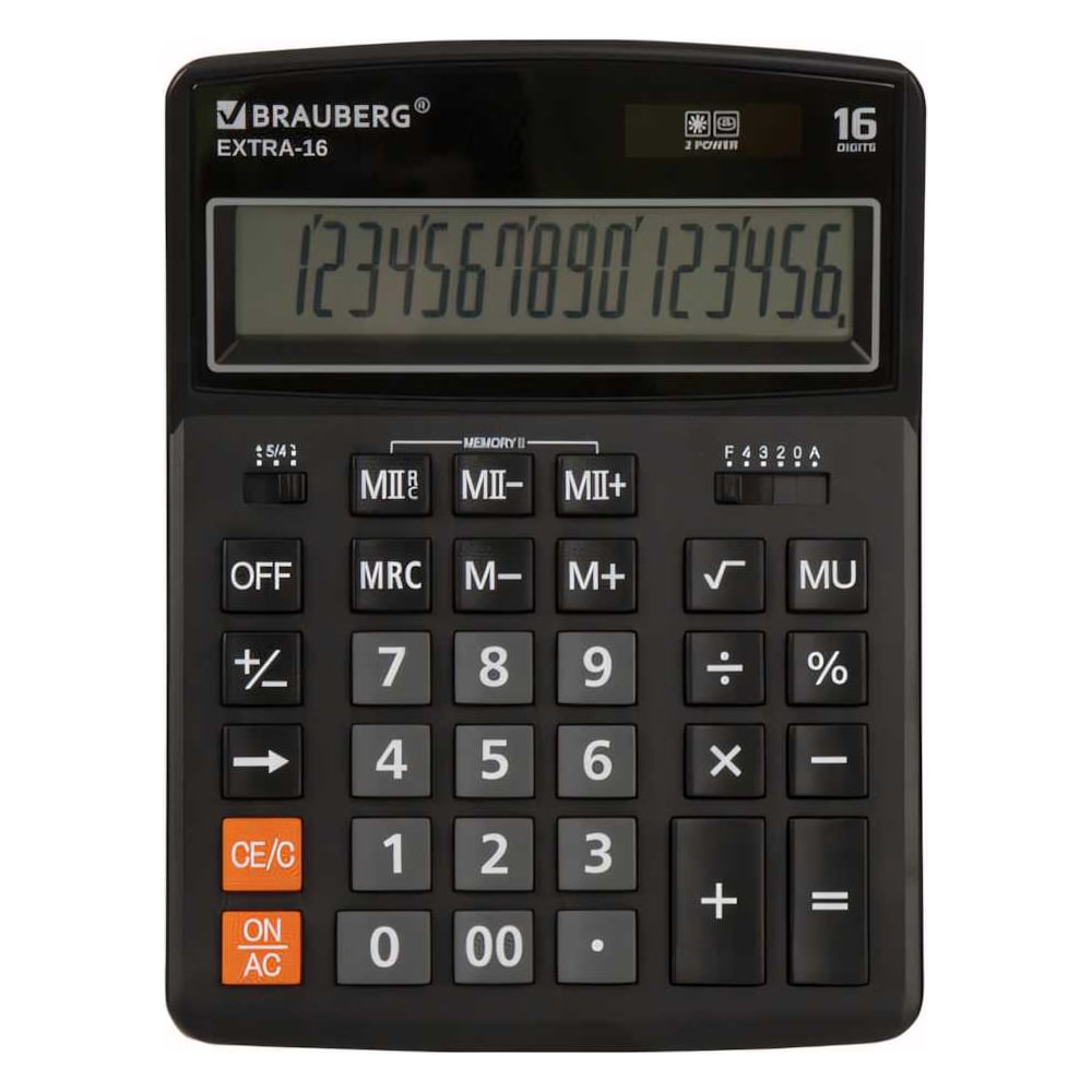 Настольный калькулятор BRAUBERG EXTRA-16-BK 250475