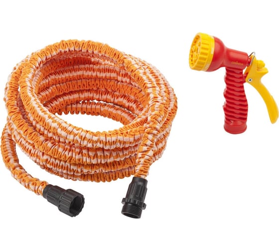 Изображение товара Поливочный набор Grinda удлиняющийся шланг 22.5 м, пистолет-распылитель 7-ми позиционный 428496-22