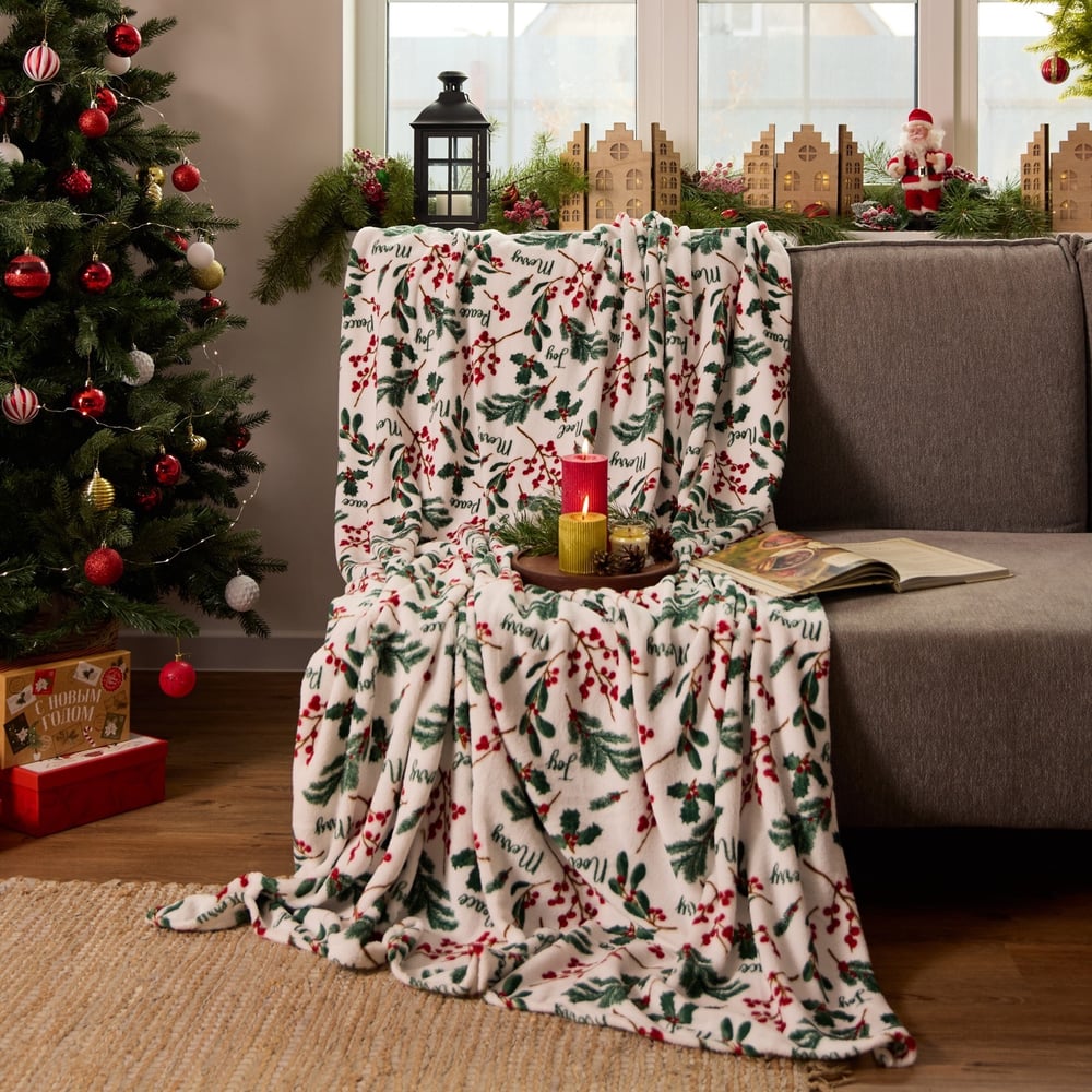 Изображение товара Плед Этель Ветви 150x200 см корал-флис 220 г/м2 мягкий уютный для дома