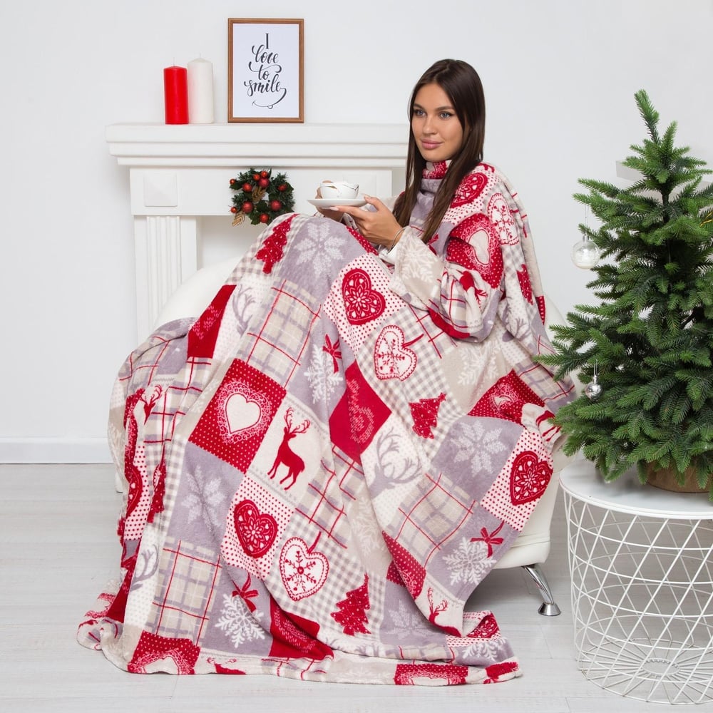 Изображение товара Плед с рукавами Этель Скандинавия 150x200 см корал-флис теплая ткань