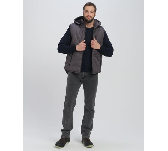Изображение товара Жилет утепленный с капюшоном ФАКЕЛ Респект ткань Таслан, темно-серый 87485435.001