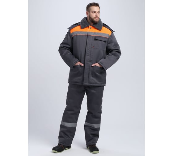 Изображение товара Костюм зимний ФАКЕЛ Труженик-Ультра СОП ткань смесовая, 210 г/м2, брюки, темно-серый/оранжевый 87491234.015