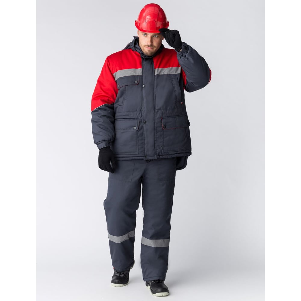 Изображение товара Костюм зимний ФАКЕЛ Сибер СОП CH, темно-серый/красный, размер 64-66