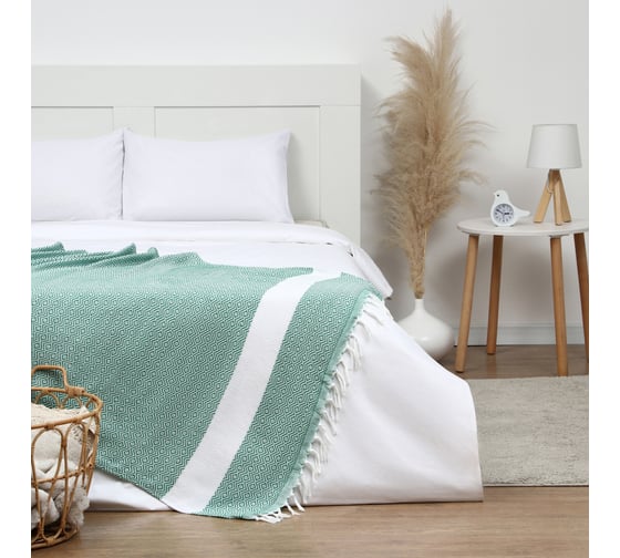Изображение товара Плед Этель East 100*180 см, зеленый, 80% хлопок, 20% п/э 10398562