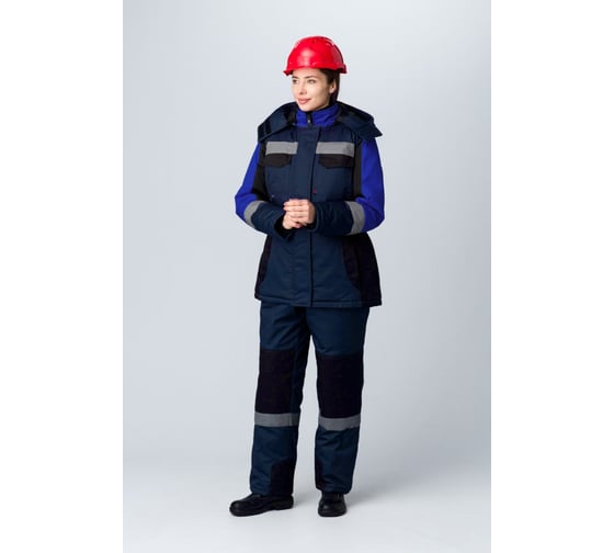 Изображение товара Женский зимний костюм с полукомбинезоном Факел Вектрон-2 СОП У. (ткань смесовая, 240) т.синий/черный/васильковый 87491681.003