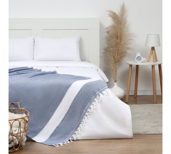 Изображение товара Плед Этель East 100*180 см, синий, 80% хлопок, 20% п/э 10398566