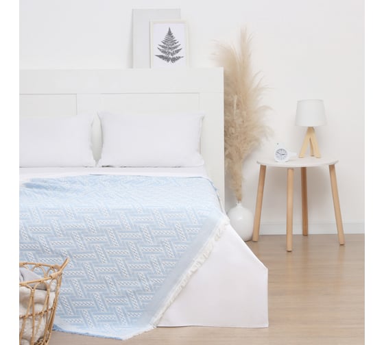 Изображение товара Плед Этель Home 130*180 см, голубой, 80% хлопок, 20% п/э 10398556