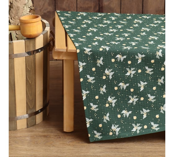 Изображение товара Простыня для бани Этель "Новогодние шары" 150x180 см, хлопок, вафельное полотно 10548968