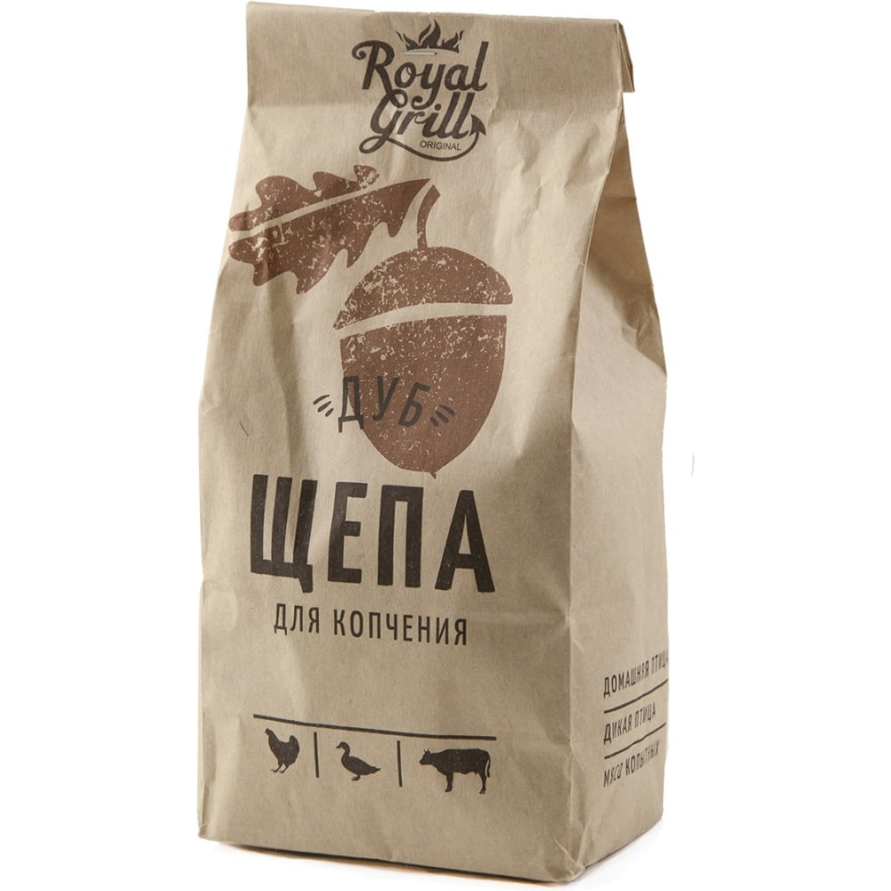 Изображение товара Щепа для копчения ROYALGRILL Дуб 1 литр натуральная универсальная