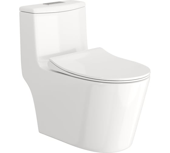 Изображение товара Унитаз напольный моноблок Teymi  Solli безободковый, сиденье микролифт T41101 ЦБ-00270125