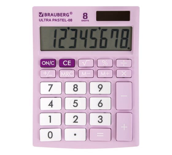 Изображение товара Настольный компактный калькулятор BRAUBERG ULTRA PASTEL-08-PR 154x115 мм, 8 разрядов, сиреневый, 250516