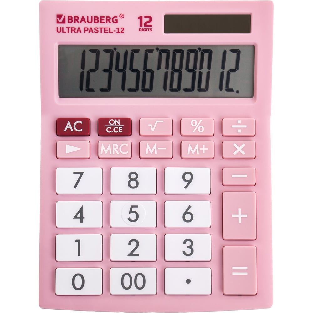 Изображение товара Настольный калькулятор BRAUBERG ULTRA PASTEL-12-PK 12 разрядов розовый