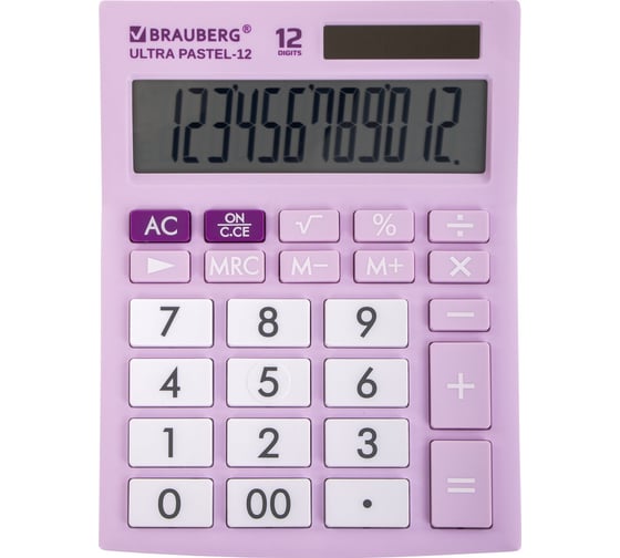 Изображение товара Настольный калькулятор BRAUBERG ULTRA PASTEL-12-PR 192x143 мм, 12 разрядов, сиреневый, 250505