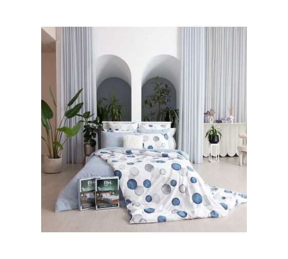 Изображение товара Комплект постельного белья Волшебная Ночь перкаль, Семейный, WATER RINGS, с наволочками, 50/70 925670