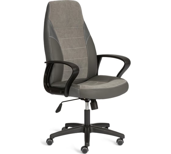 Изображение товара Кресло Tetchair INTER (24) кож/зам/флок/ткань, серый/металлик, C-36/29/TW-12 24616