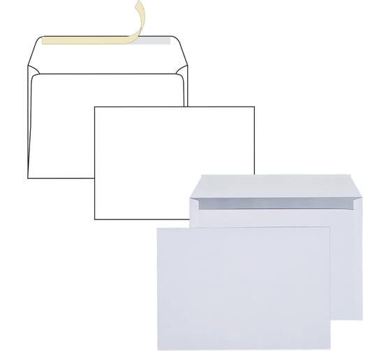 Изображение товара Конверты ОФИСМАГ С4 229х324 мм, отрывная лента, 90 г/кв.м, комплект 250 шт, внутренняя запечатка, С4.01С.250 128285