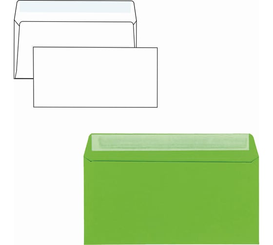 Изображение товара Конверты ОФИСМАГ С65 114х229 мм ассорти 5 цветов, отрывная лента, 120 г/кв.м, комплект 10 шт, европодвес, 225А.10 128305