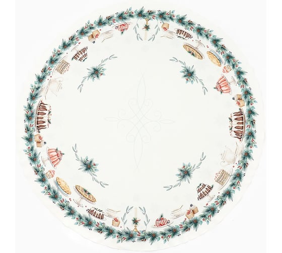 Изображение товара Скатерть Этель New Years treat d=150 см +/-3 см, с ВГМО, 100% хлопок, саржа 190 гр/м2 10554242