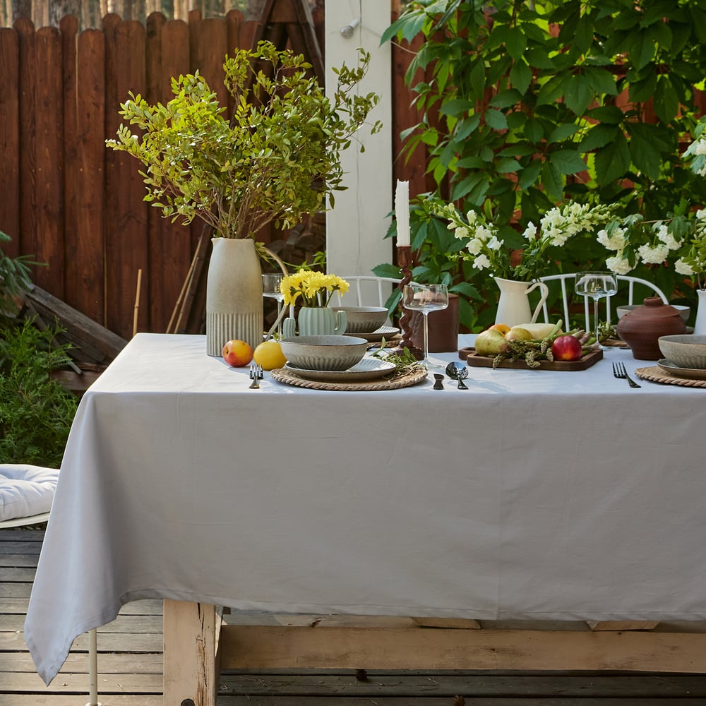 Изображение товара Скатерть Этель Home 146x220 см светло-серый из хлопка саржи