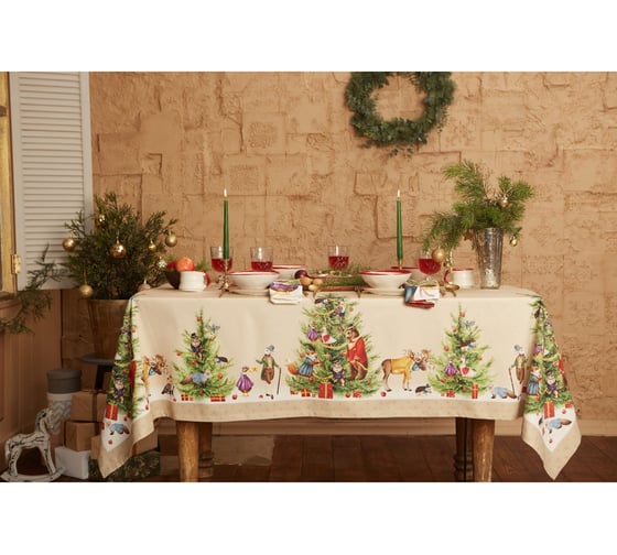 Изображение товара Набор столовый Этель Noble Christmas скатерть 150х220 +/-3 см с ГМВО, салфетки 40х40 см - 12 шт 7318995
