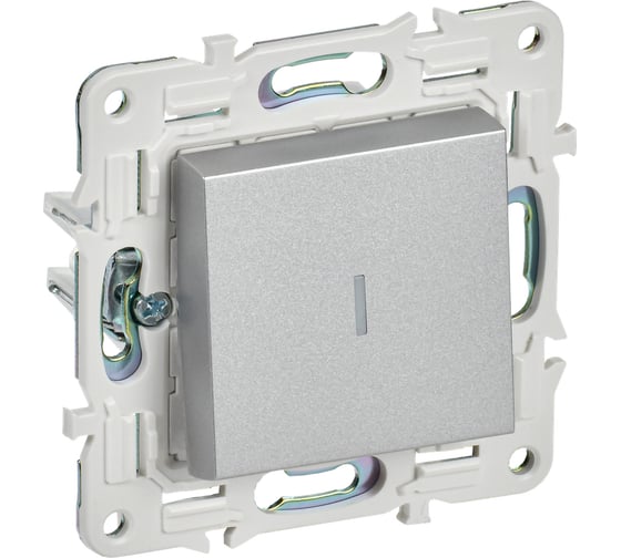 Изображение товара Выключатель 1-клавишный с индикацией IEK SKANDY 10А SK-V07S серебряный SK-V10-1-10-K23