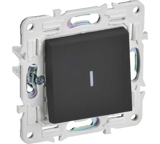 Изображение товара Выключатель 1-клавишный с индикацией IEK SKANDY 10А SK-V07G графит SK-V10-1-10-K53