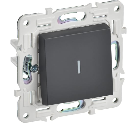 Изображение товара Выключатель 1-клавишный с индикацией IEK SKANDY 10А SK-V07T титан SK-V10-1-10-K48