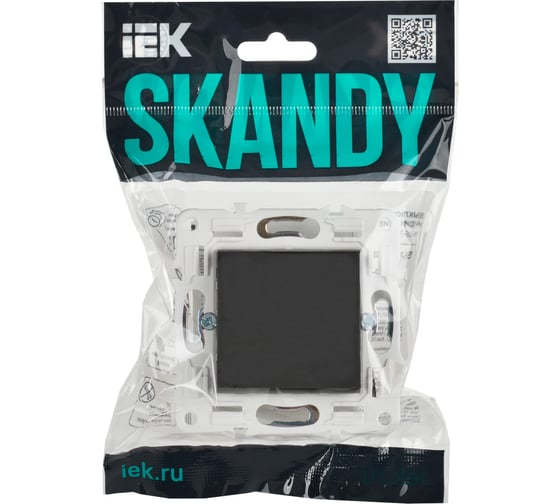 Изображение товара Выключатель 1-клавишный кнопочный IEK SKANDY 10А SK-V14G графит SK-V17-0-10-K53