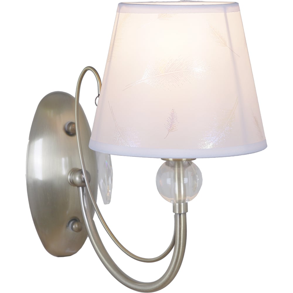 Изображение товара Бра ILLUMICO IL0193-1WSQ-24 AB CASTOR с металлической арматурой и текстильным плафоном