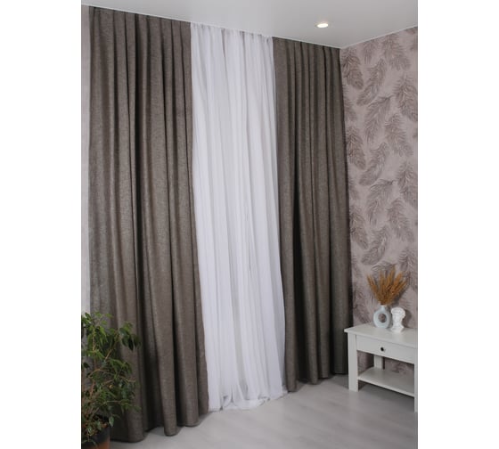 Изображение товара Штора MONA LIZA МЛ399/5/Е200 1 шт блэкаут под лен серый 200х270 см 4670093481411