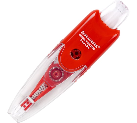 Изображение товара Корректирующая лента BRAUBERG Click, 5 мм х 6 м, корпус прозрачный, автоматическая, блистер 272660